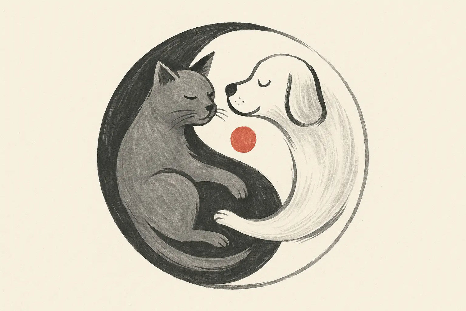 Yin Yang Cat and Dog Art Print Supporting Journalists Foundation