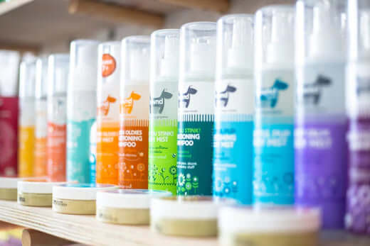 Lavender dog shampoo bottle from Hownd For Your Hounds grooming products