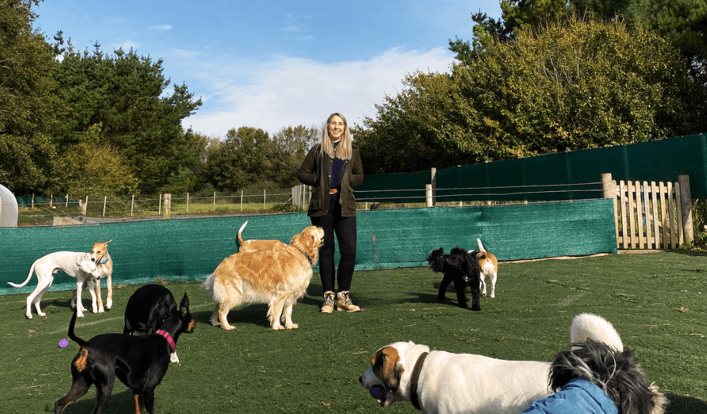 award-winning natural pet shop owner Katy Peck at her dog day care in 2020