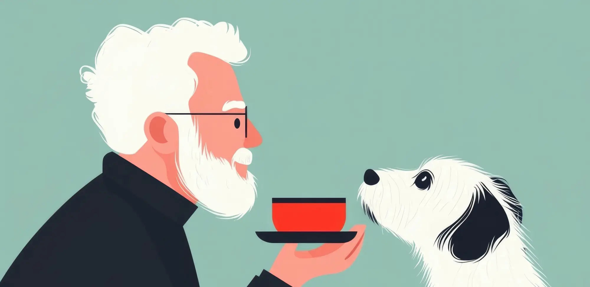 Red ceramic coffee cup on saucer, ideal for natural pet food discussions