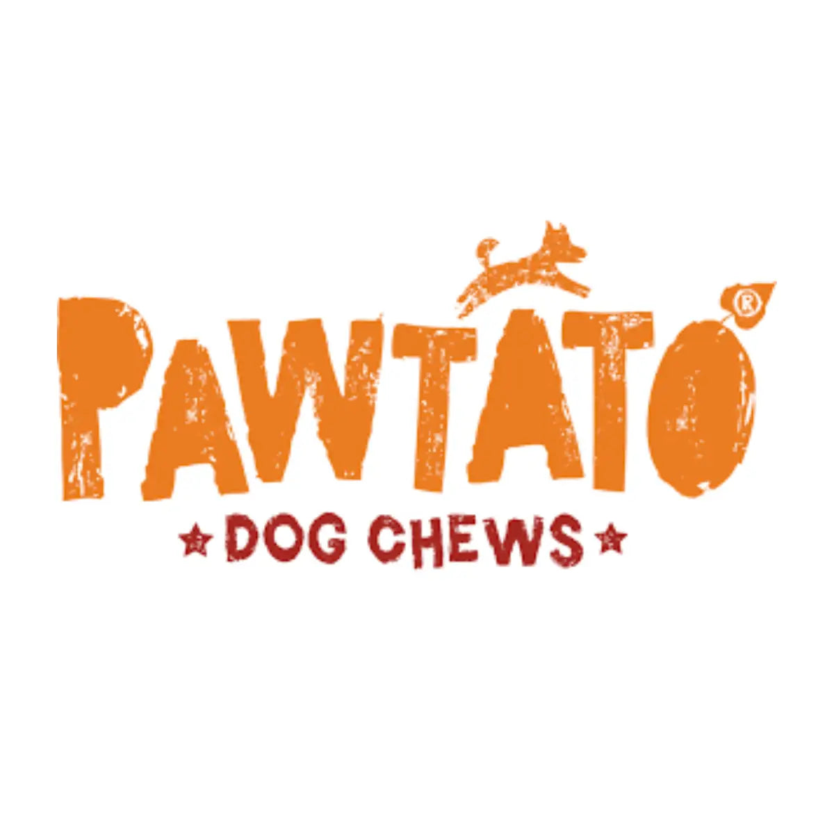 Benevo Pawtato Dog Chews plant-based pet treats orange logo with dog silhouette
