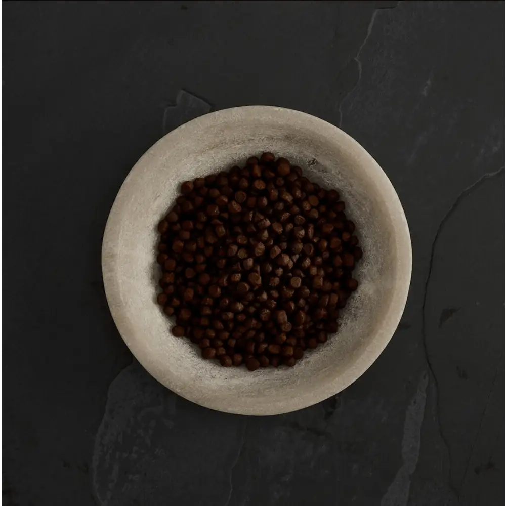 Ceramic bowl of dark brown peppercorns from Canagan Dry Cat Food collection