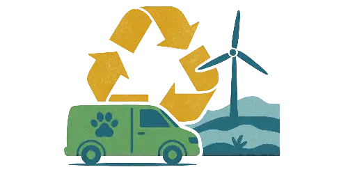 Eco-friendly green and white paw print van in Natural Pet Shop collection