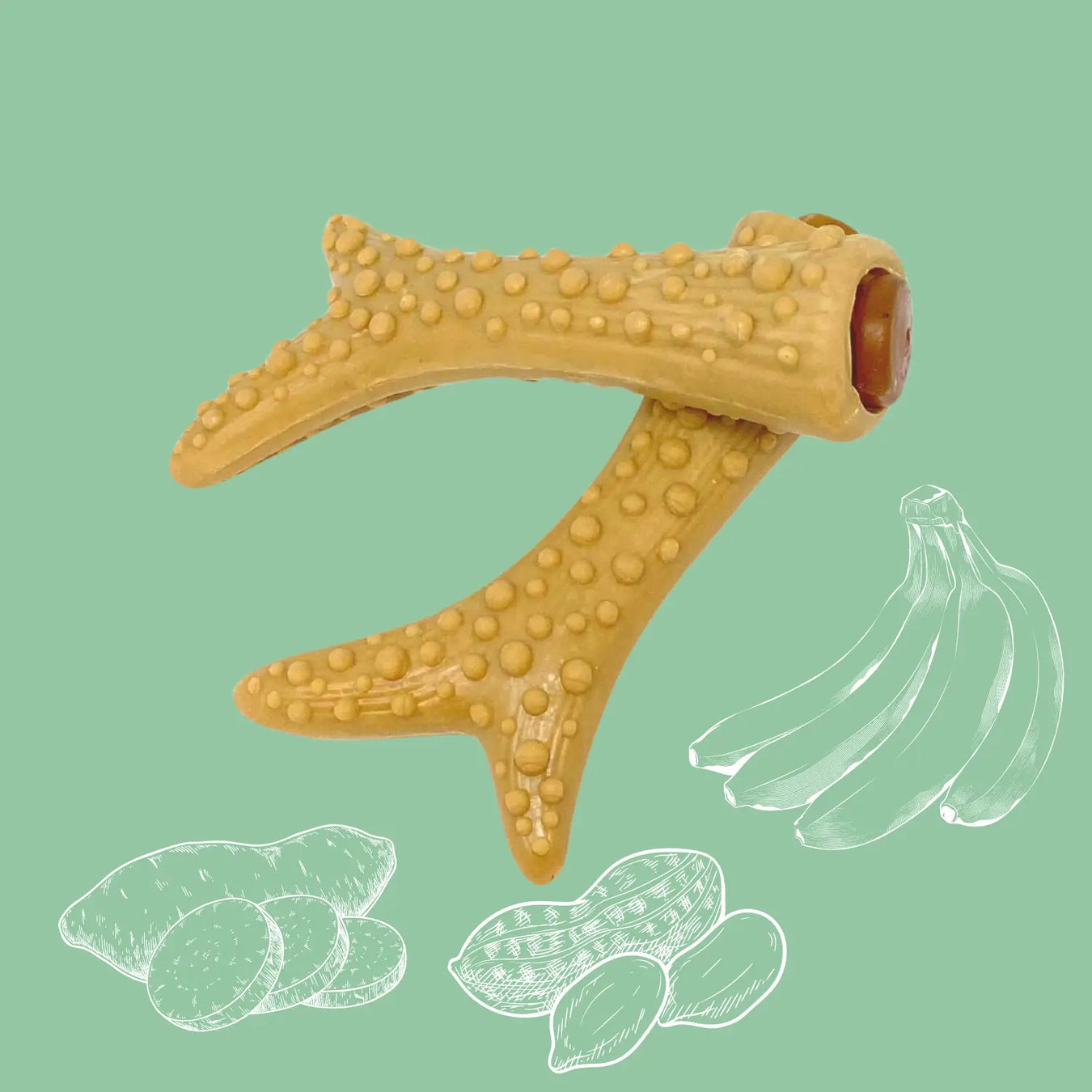 Vegetarian Dog Treats - Peanut Butter Filled Vegetable Antler