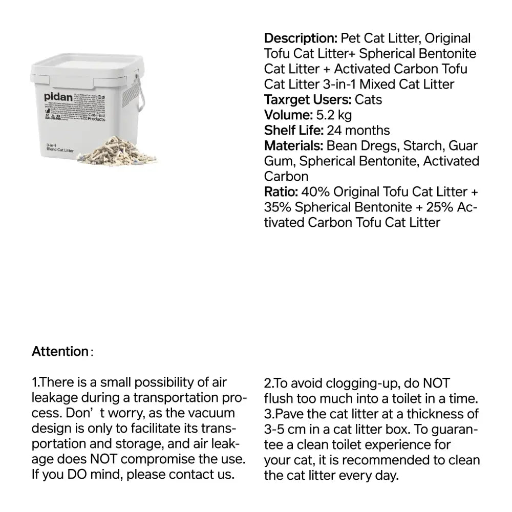 3-in-1 Blend Cat Litter with Tofu Spherical Bentonite Clay