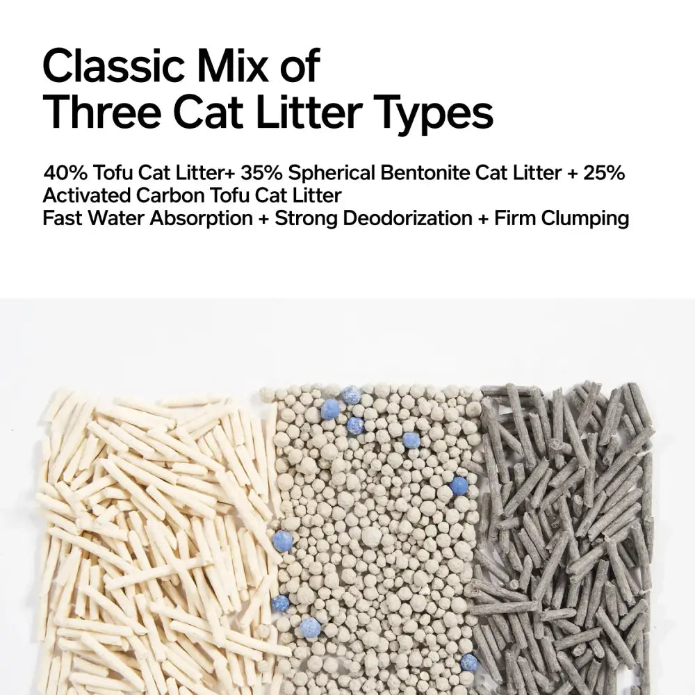 3-in-1 blend cat litter with tofu spherical bentonite and activated carbon tofu mix
