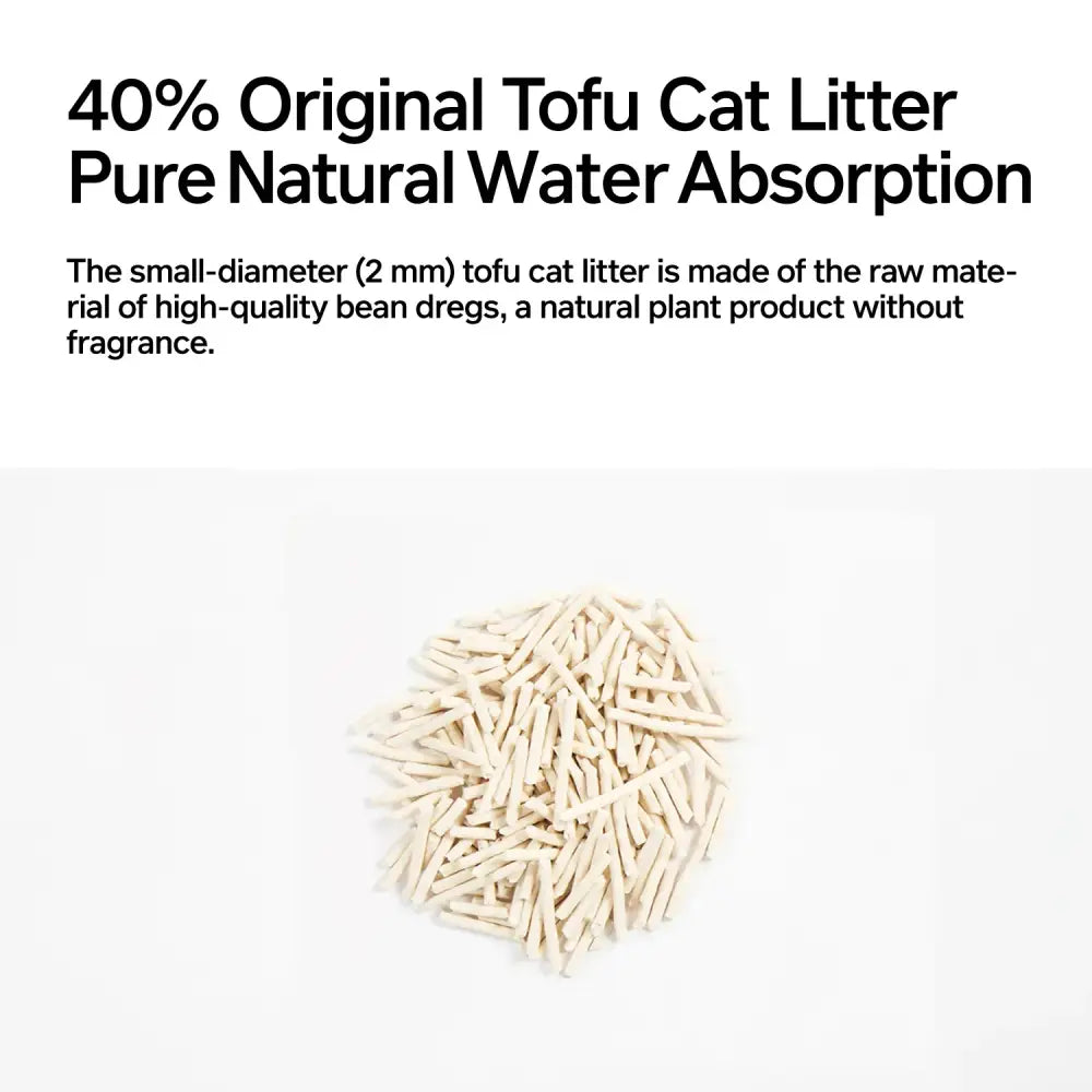 40% original tofu cat litter with spherical bentonite clay in 3-in-1 blend