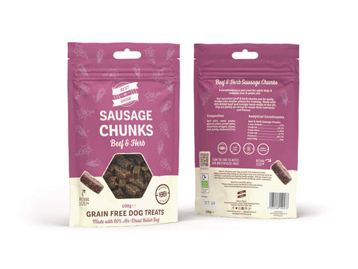 Best In Show Beef & Herb Sausage Chunks 100g Natural Dog Treats