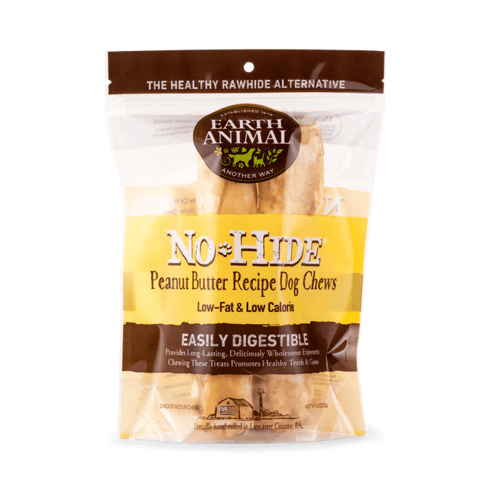 Earth Animal No-Hide Peanut Butter Medium Chews 2pk - Natural Dog Chew