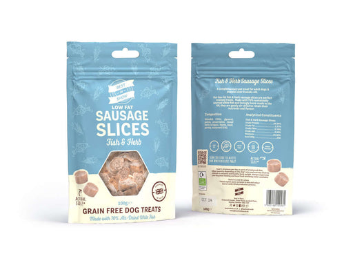 Best In Show Fish & Herb Sausage Slices 100g Natural Dog Treats