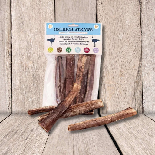 JR Pet Products Ostrich Straws - Natural Dog Chews Available At The Pets Larder Natural Pet Shop. 