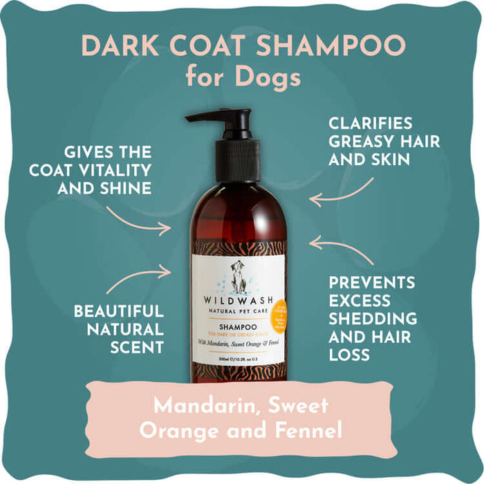 WildWash Shampoo Dark & Greasy Coats Natural Grooming for Dogs 300ml | Natural grooming