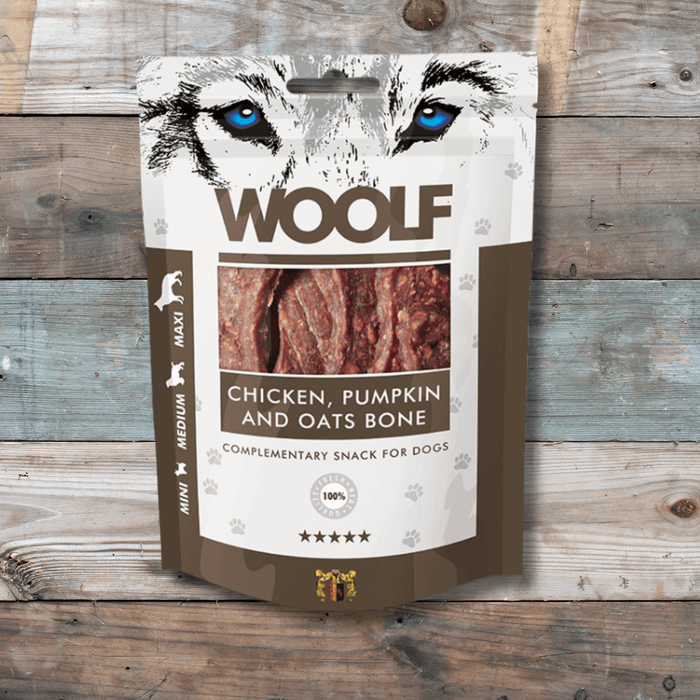 Woof Chicken, Pumpkin and Oats Bone | Natural treats for dogs.