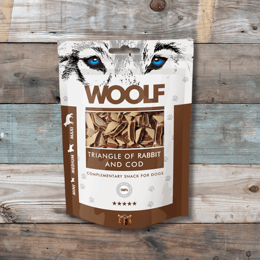 Woolf Triangle of Rabbit and Cod | Natural treats for dogs.