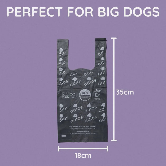 Adios Compostable Dog Poo Bags with Handle - Jumbo Roll - 120 Bags