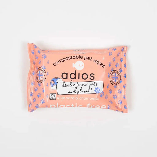 Adios Plastic Free Compostable Pet Wipes (25 Wipes)