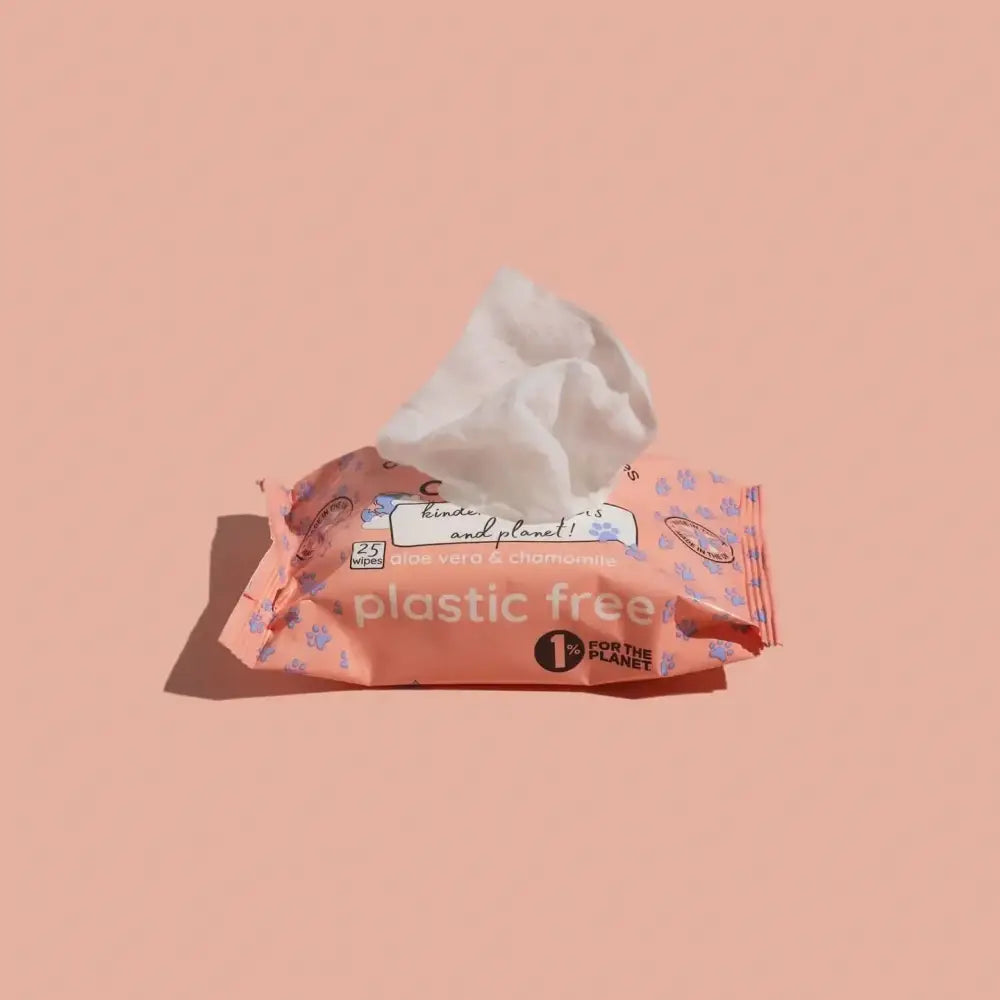 Adios Plastic Free Compostable Pet Grooming Wipes in Pink Floral Package