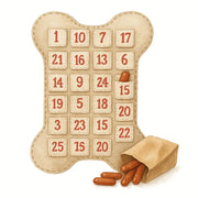 Bone-shaped advent calendar with meaty sausage fillings and leather texture