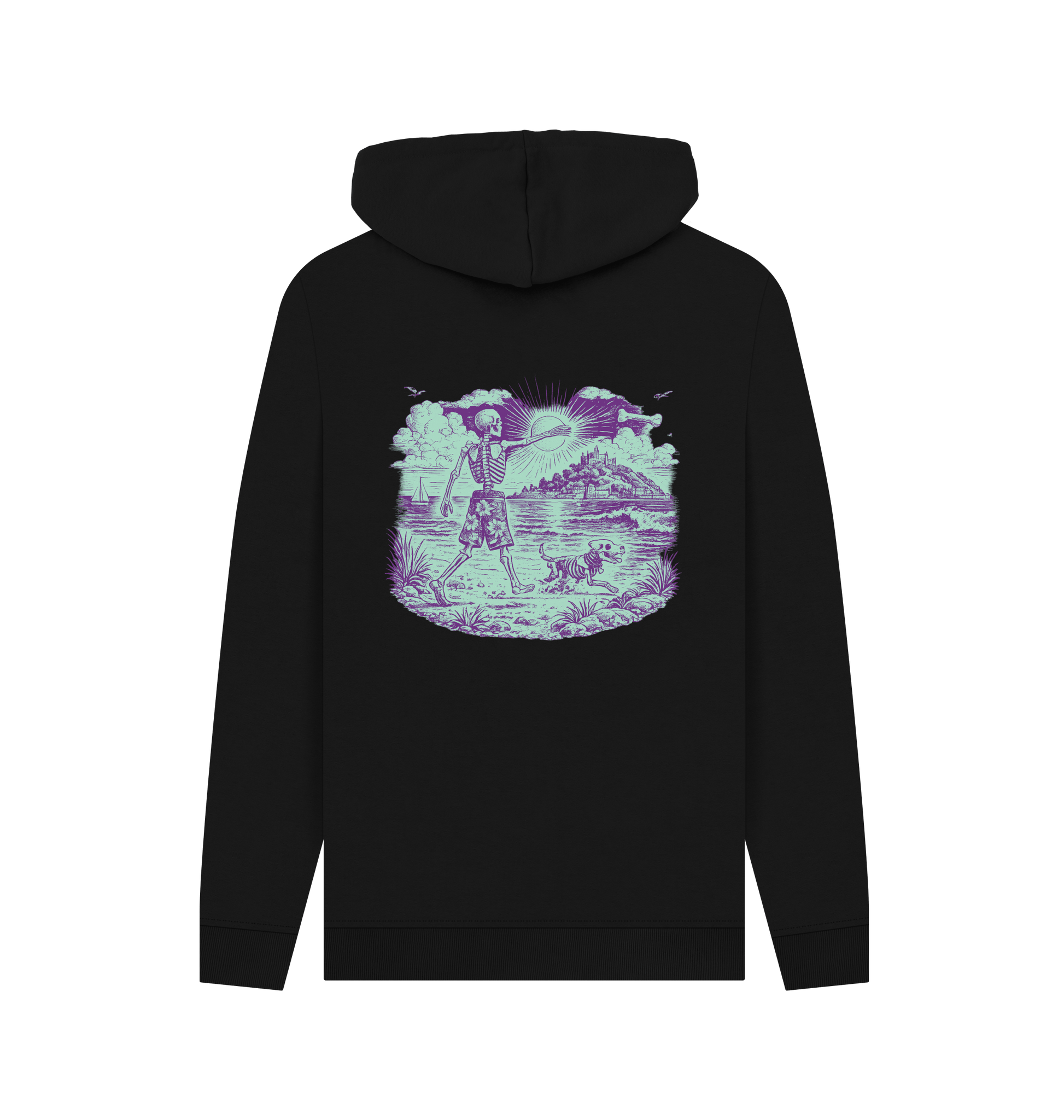 Black Printed Hoody Back