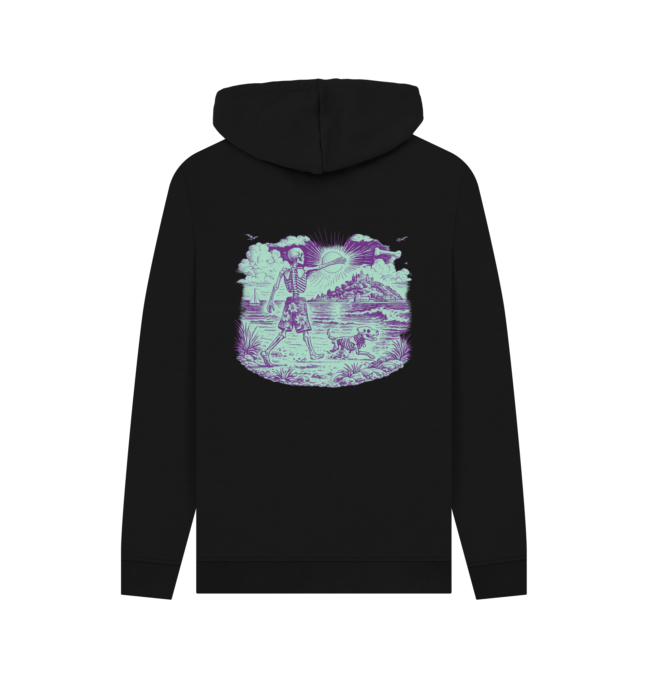 Black Printed Hoody Back