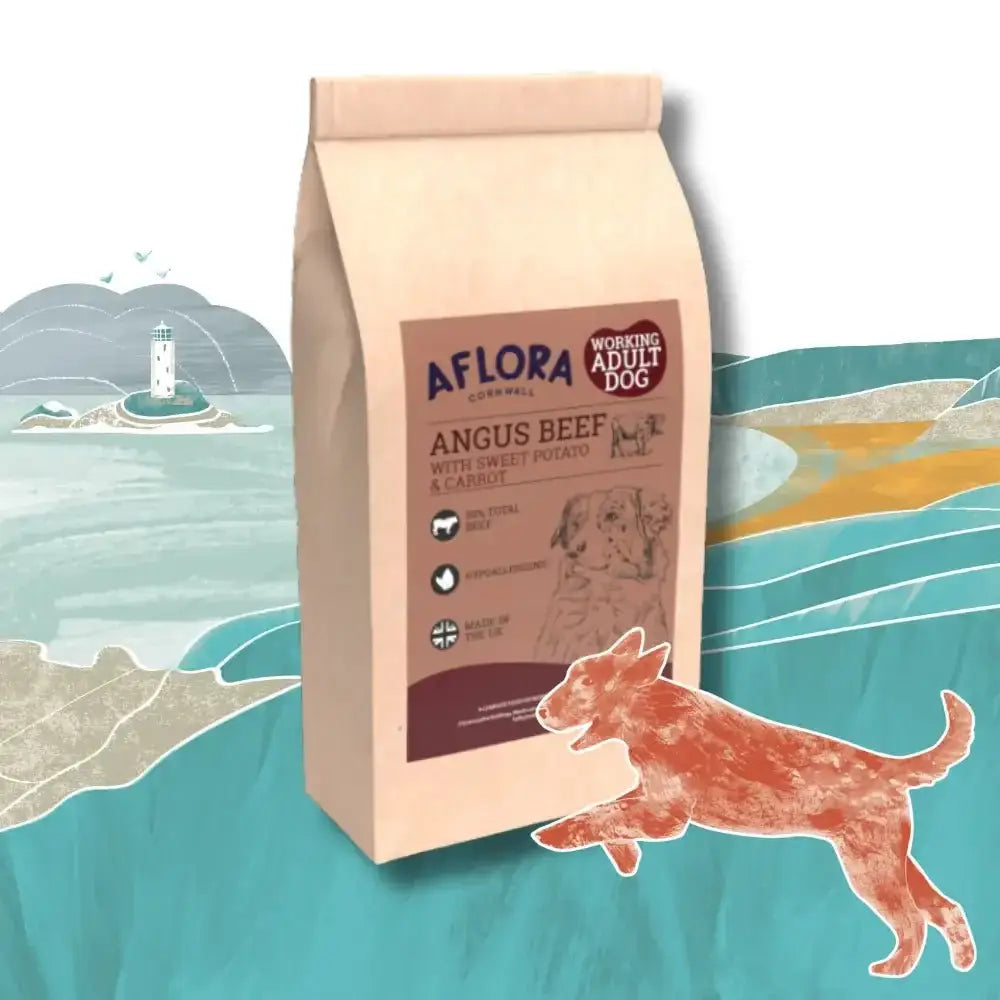 Aflora Angus Beef Grain Free Dog Food Bag showcasing premium grain free beef nutrition