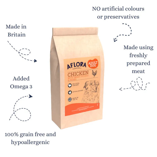 Aflora Chicken with Sweet Potato 2kg Grain Free Dog Food - Natural Dry Dog Food