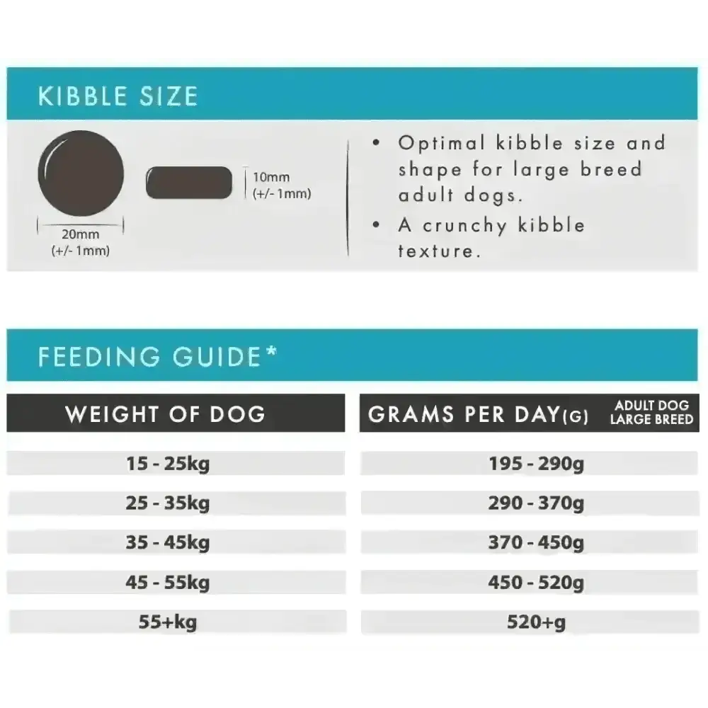 Brown grain free dog food kibble with crunchy texture for large breeds, including sweet potato
