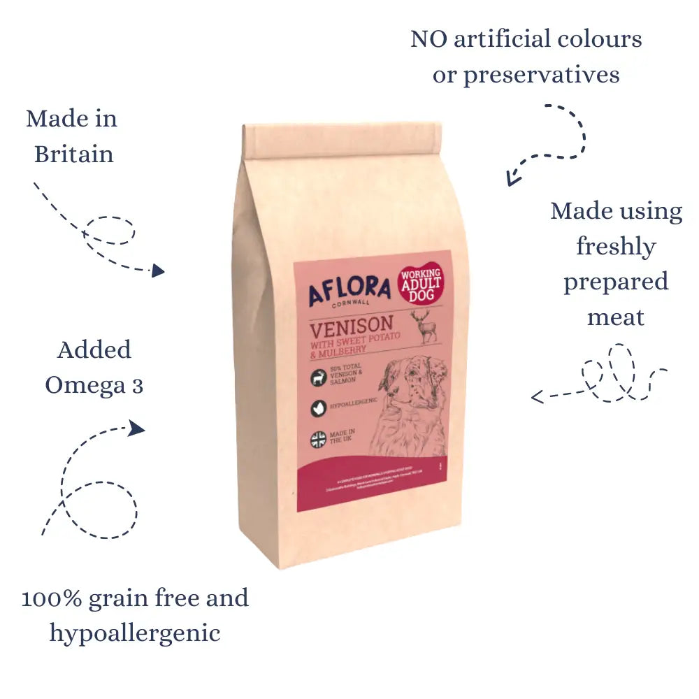 Aflora Venison with Salmon 2kg Grain Free Dog Food - Natural Dry Dog Food