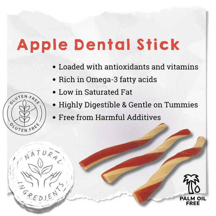 Apple Dental Stick - 2kg Bag - Natural Dog Chew