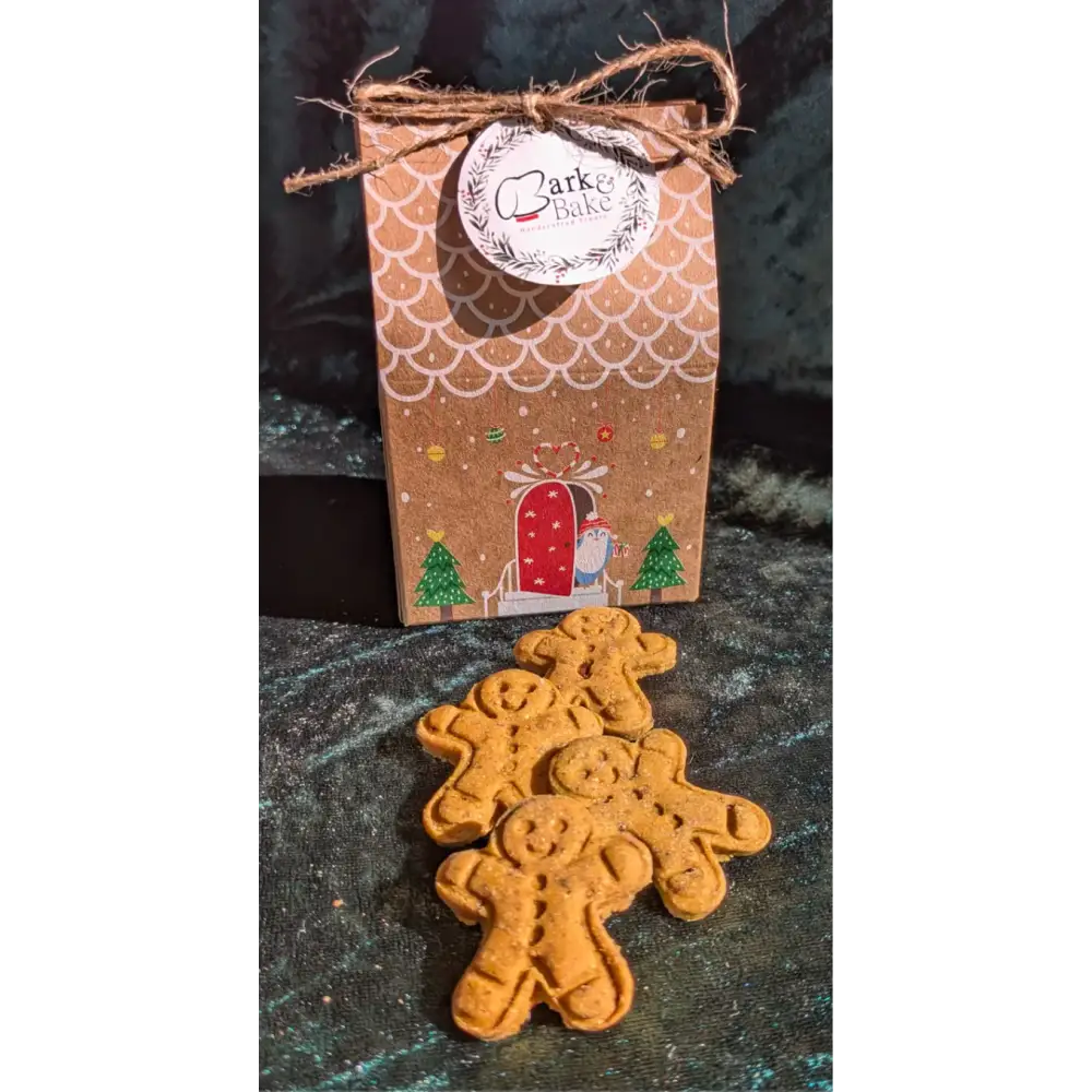 Mini Gingerbread Hoomans Cookies in Clark Bakes Festive Bag
