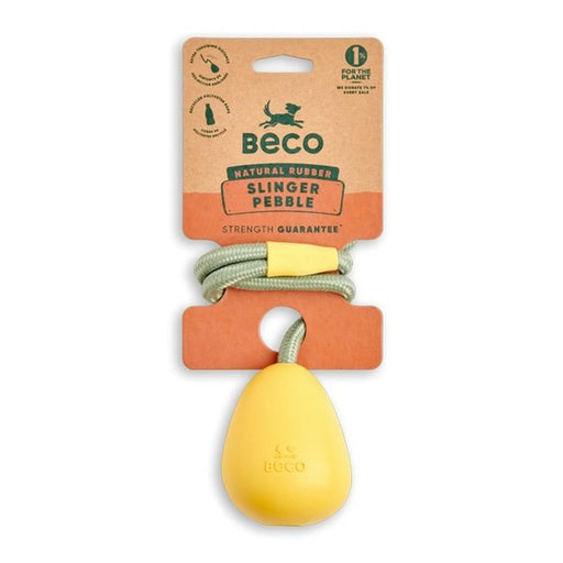 Beco Natural Rubber Pebble Slinger Toy for Fetch Yellow - Dog Toys