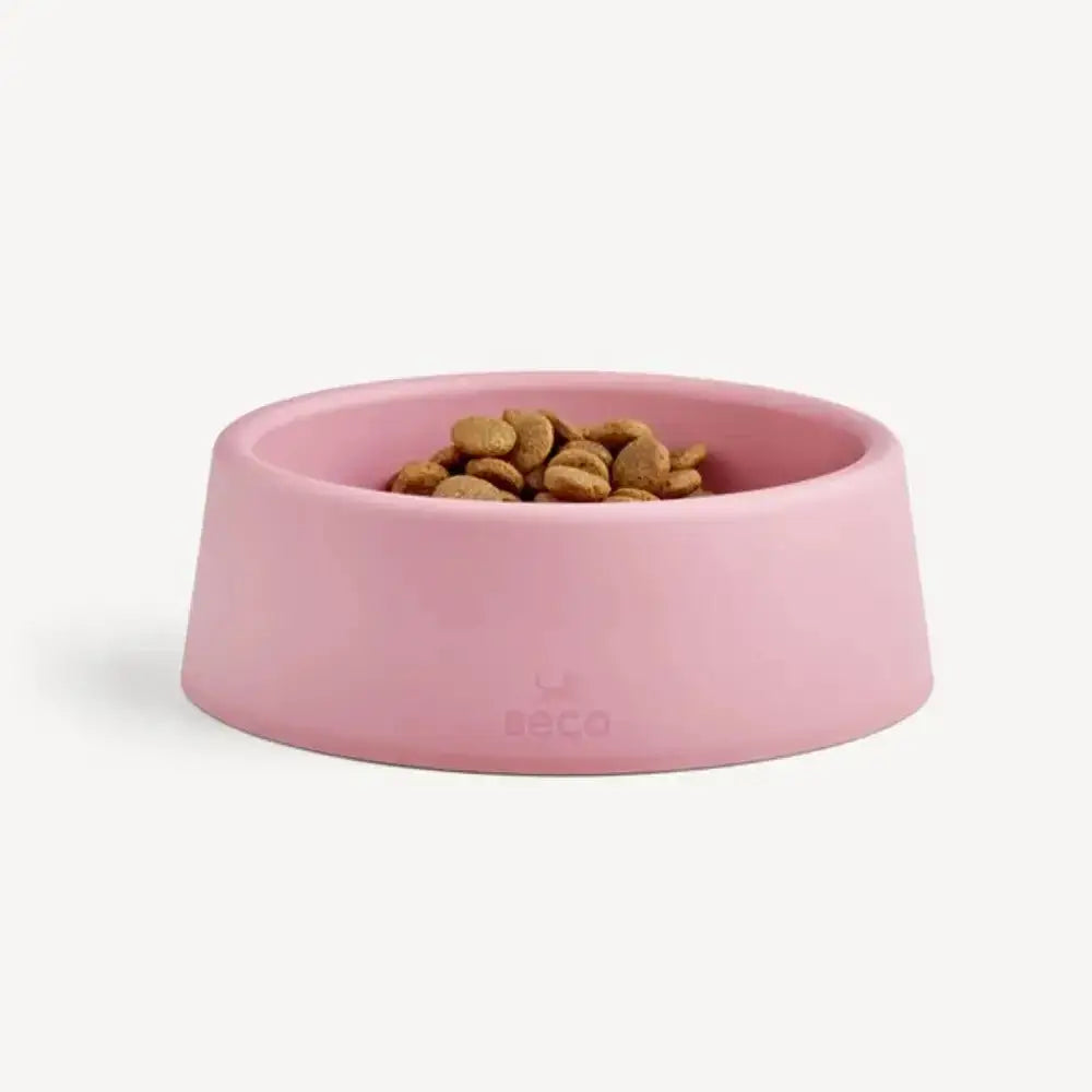Beco Steady pink silicone sturdy food water bowl with raised edges and logo
