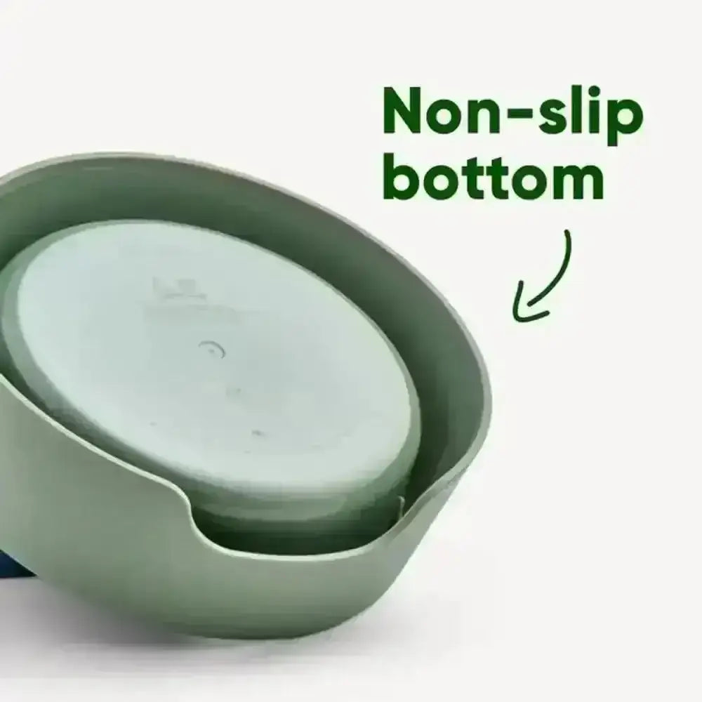 Beco Steady sage green silicone sturdy food water bowl with lid, wide base