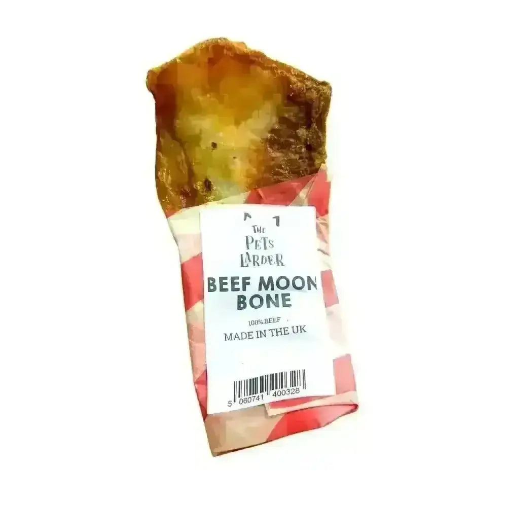 Beef Moon Bone natural leather chew toy for dogs in brown hues