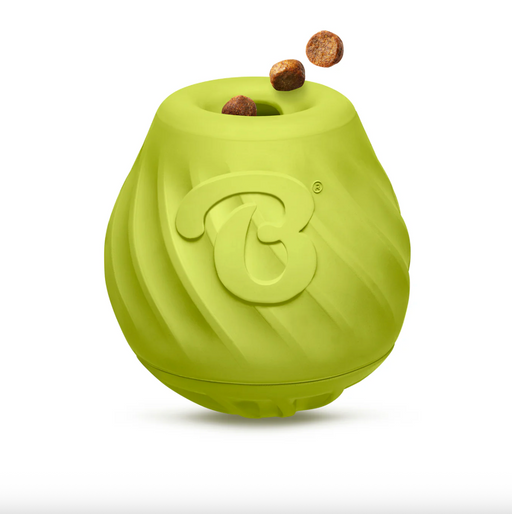 Green dog toy with a brand logo on a white background