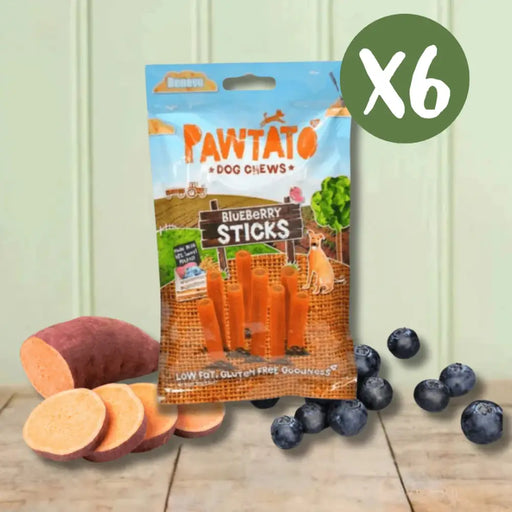 Benevo Pawtato Blueberry Sticks Vegan Dog Chew - Box of 6