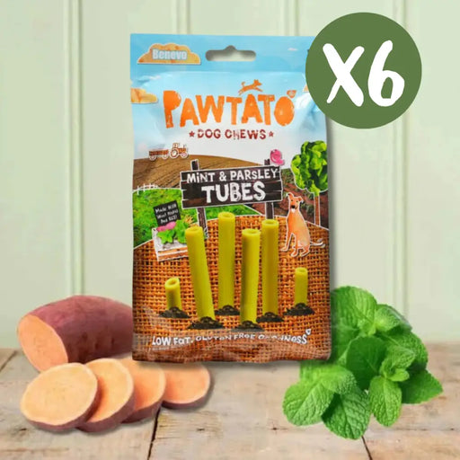 Benevo Pawtato Tubes with Mint & Parsley Root Vegan Dog Chew - Box of 6