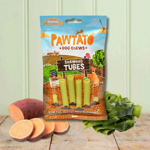 Benevo Pawtato Tubes with Seaweed Vegan Dog Chew - Natural Dog Chew