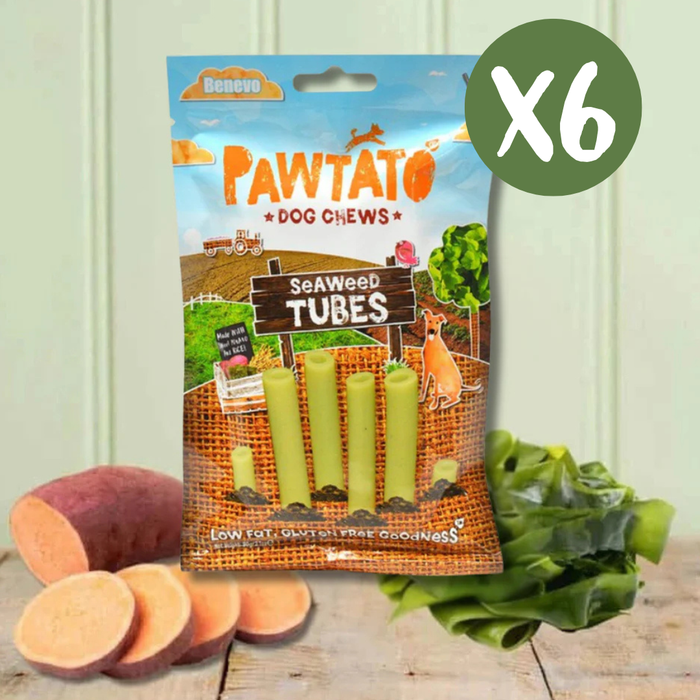 Benevo Pawtato Tubes with Seaweed Vegan Dog Chew - Box of 6