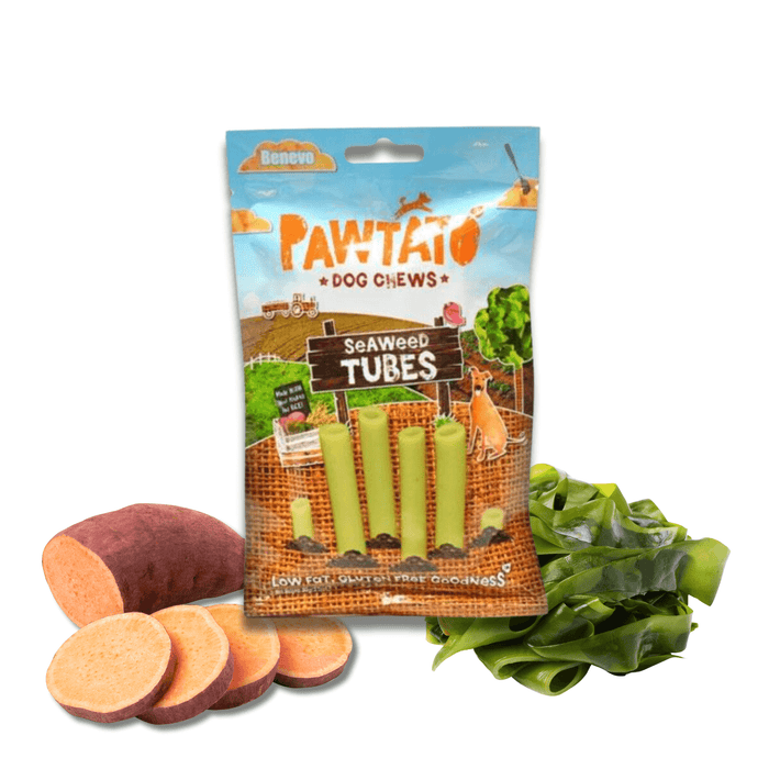 Benevo Pawtato Tubes with Seaweed Vegan Dog Chew - Natural Dog Chew