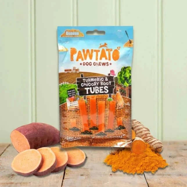 Benevo Pawtato Tubes with Turmeric & Chicory Root Vegan Dog Chew