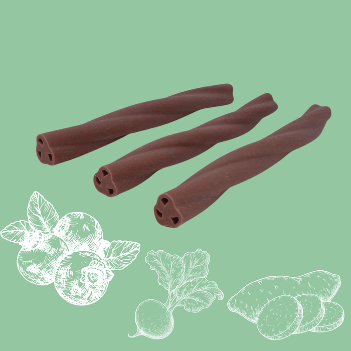 Natural low fat vegetable chews for dogs. A Natural Dog Chew Available At The Pets Larder Natural Pet Shop.