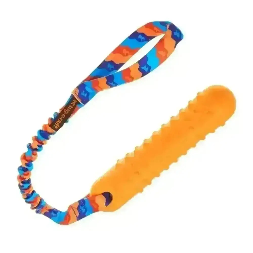 Orange textured dog dummy with blue and red patterned rope leash for BOB 3-in-1 Dog Dummy