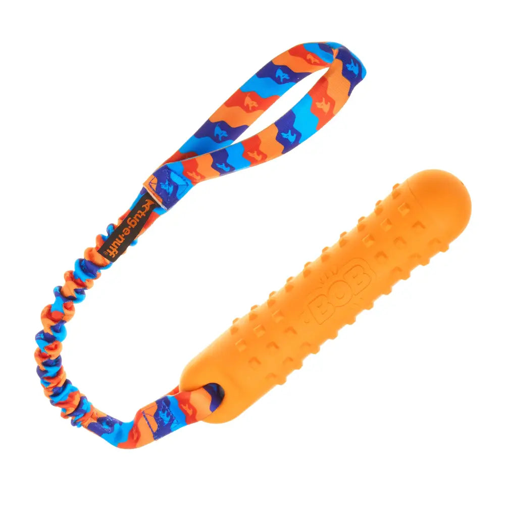 Orange textured dog dummy with blue and red patterned rope leash for BOB 3-in-1 Dog Dummy