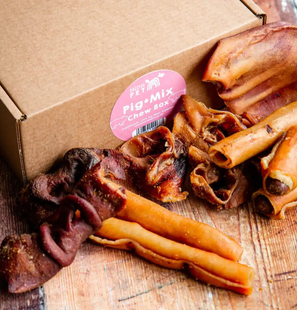 Box of pig ear dog chews.