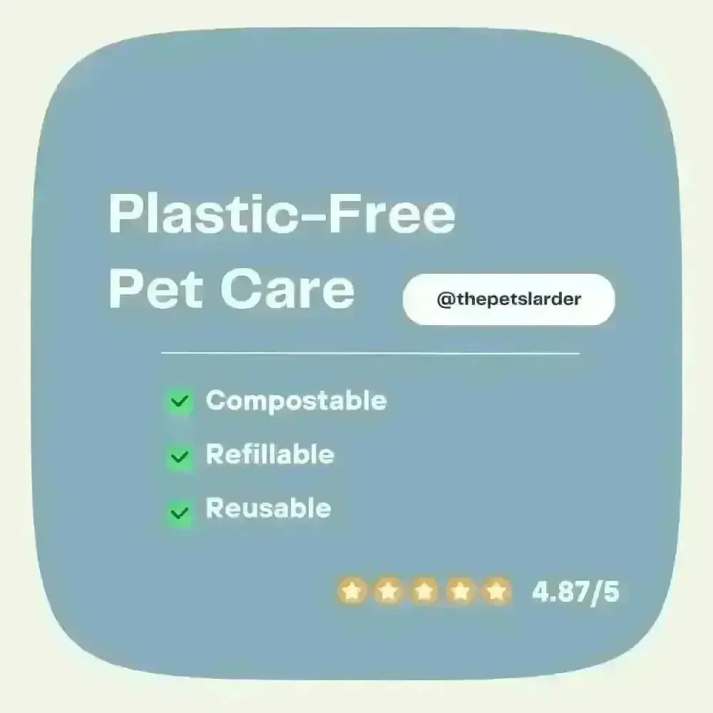 British Twisted Pizzle plastic-free pet care kit with twisted bull pizzles in blue frame