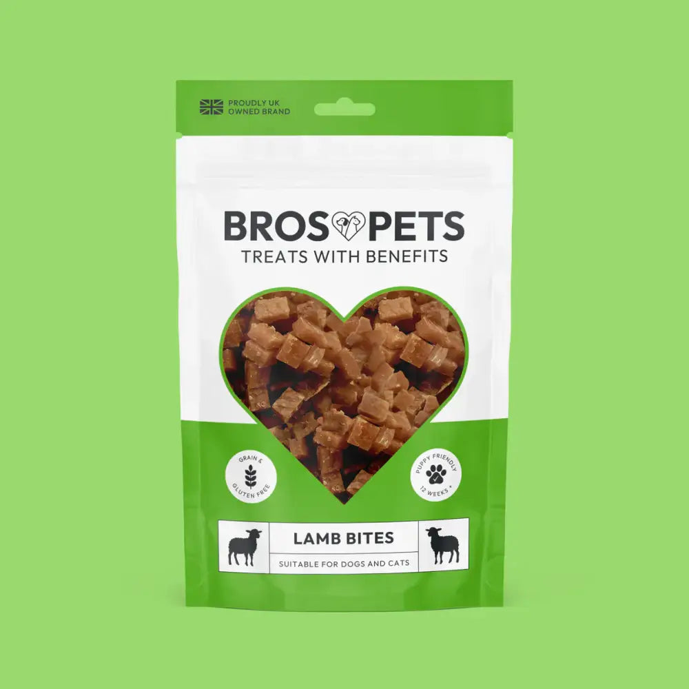 Bros Pets Lamb Bites 100g green white resealable bag grain-free dog cat treat