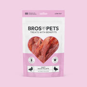 Bros Pets soft duck fillets 100g pouch with heart window showing treats