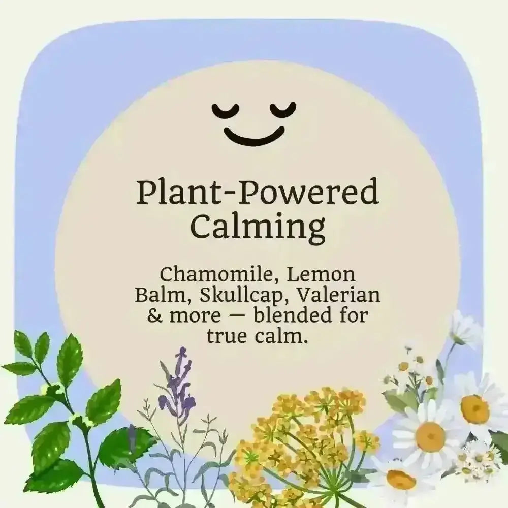Lavender chamomile tea blend with lemon balm and skullcap for natural herbal calming
