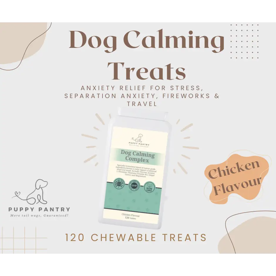 Calming Chews – Chicken (120 Pack) Supports relaxation & relief from stress separation anxiety travel & fireworks - Dog